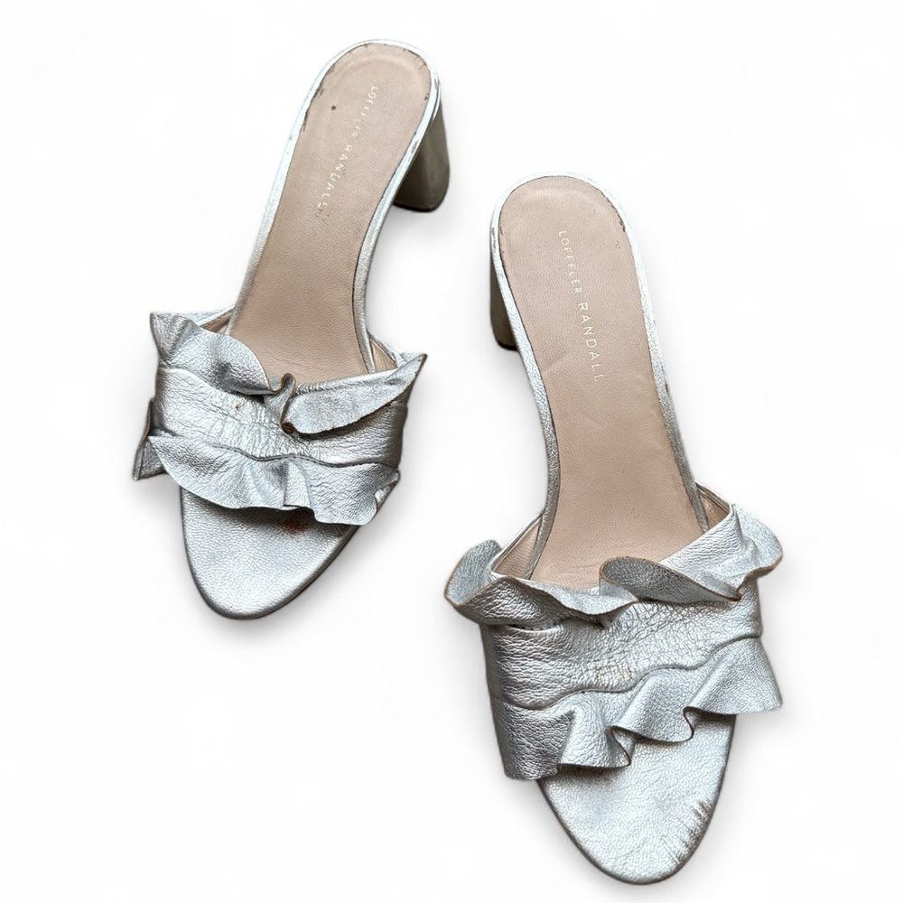 Loeffler Randall Silver Ruffle Mules